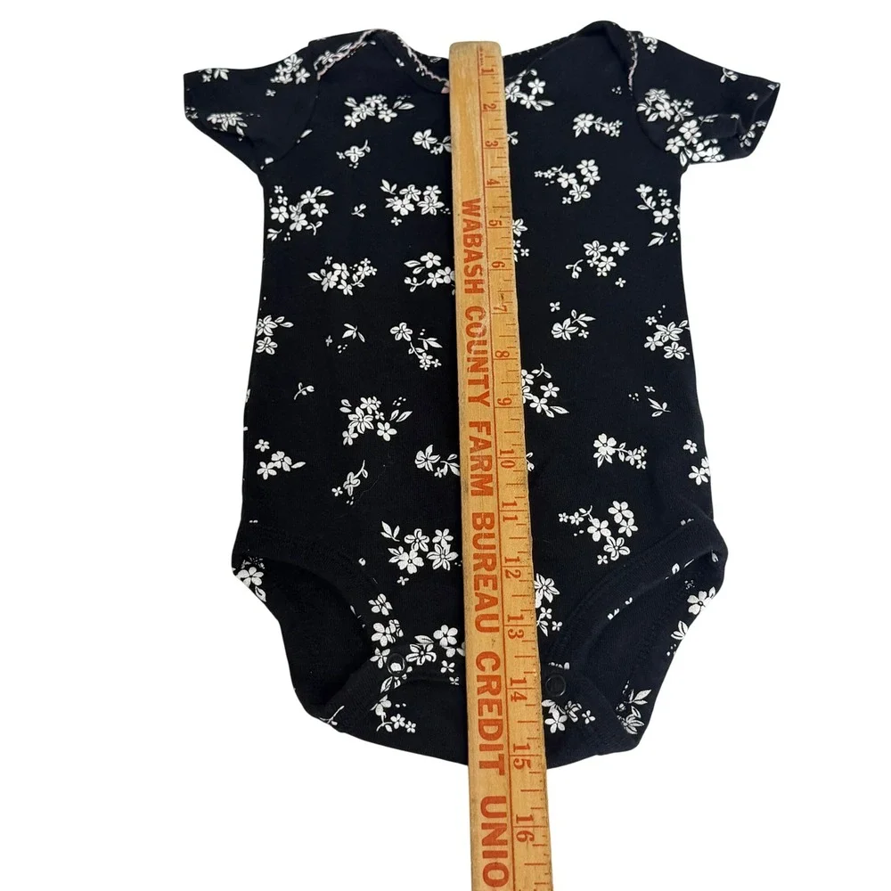 Carters Baby Girl 12M Blue Ladybug Peplum Top and Black Floral Bodysuit Lot 2pc